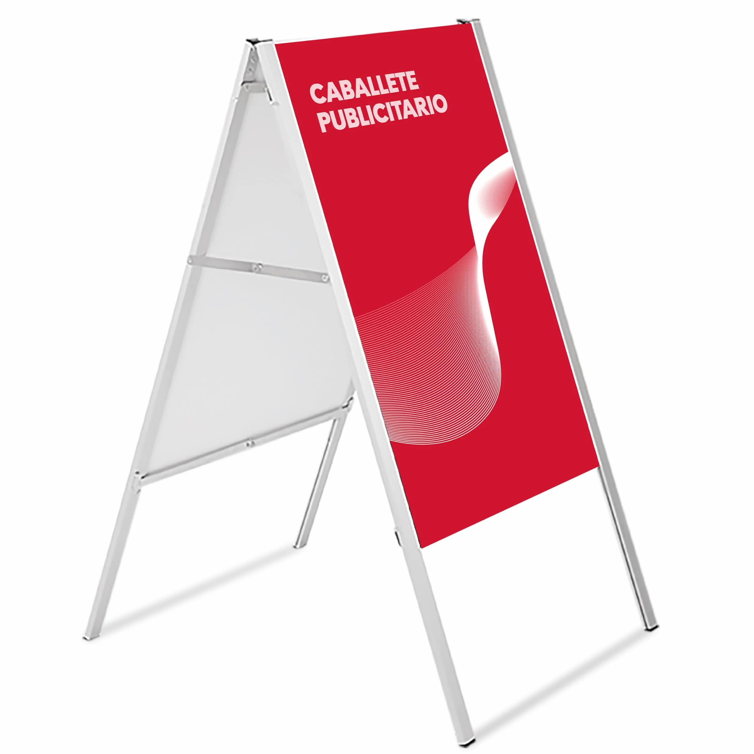 Caballete Publicitario Plegable 500x700 mm | Expositor Porta Carteles de Aluminio Doble Cara | Soporte Publicitario Ligero y Plegable para Anuncios, Ofertas y Menús