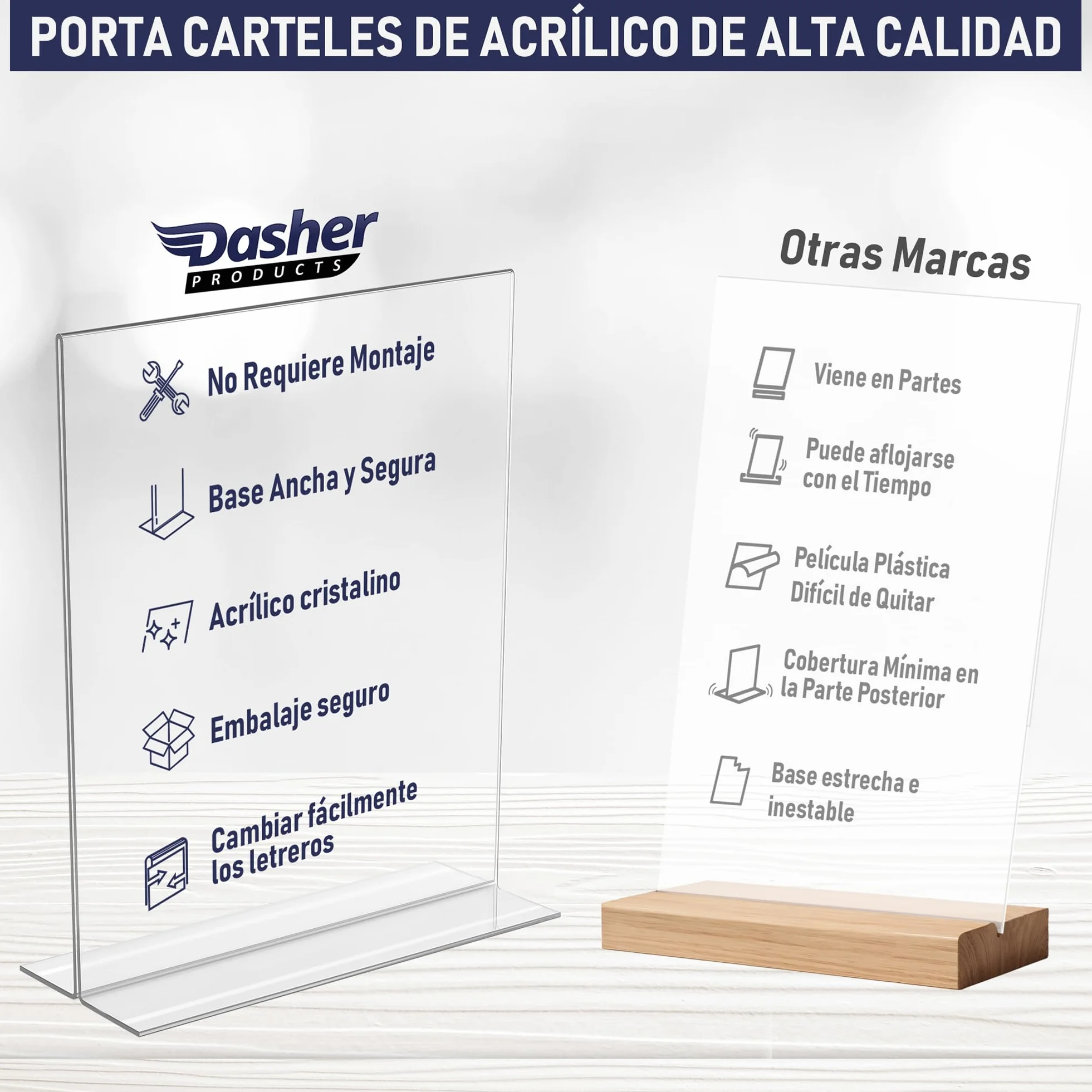 Soporte de letrero acrílico A4 – 6 Unidades, doble cara, marco de anuncios