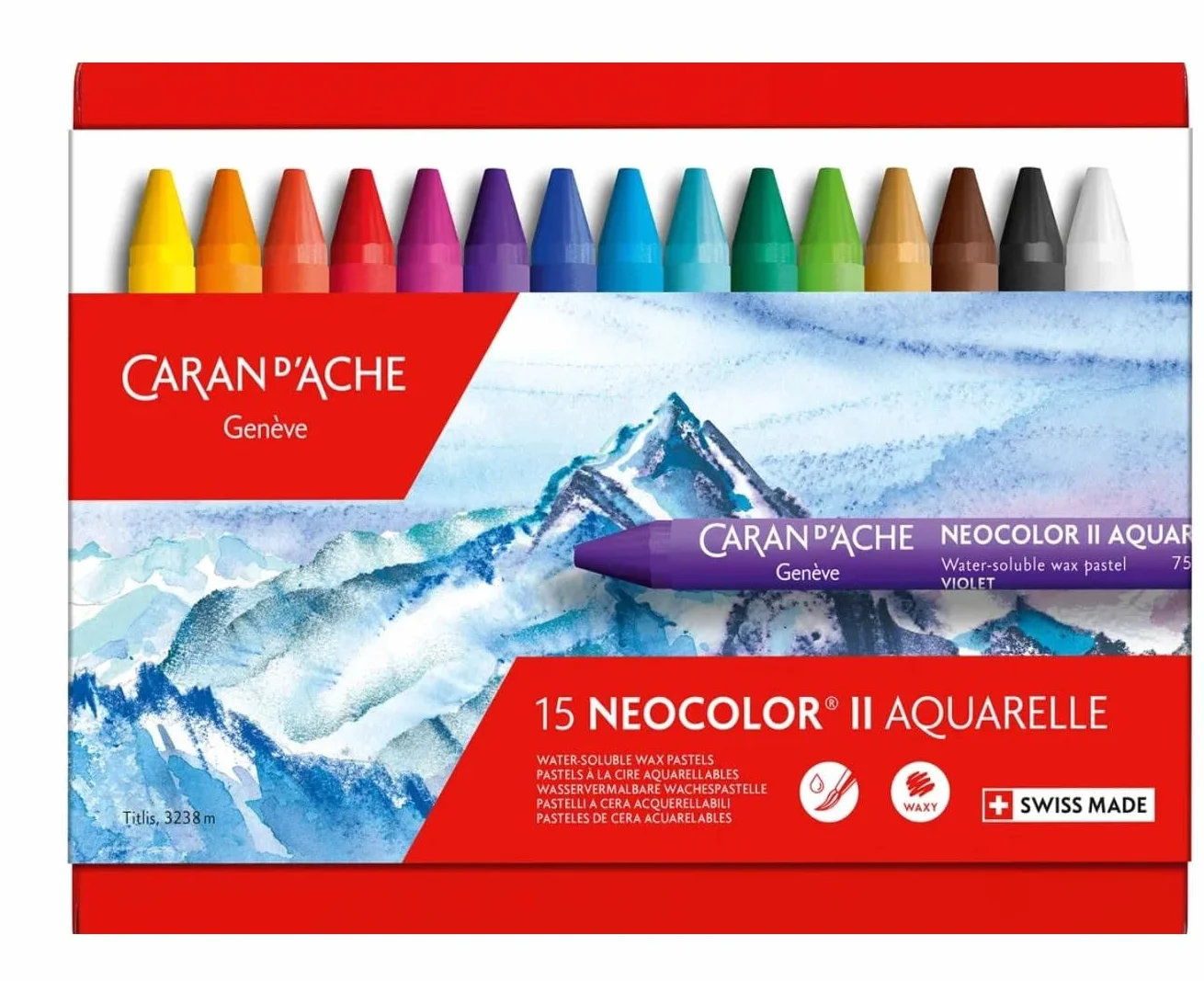 Caran d'Ache Neocolor II Lápices de cera acuarelables Lote de 15