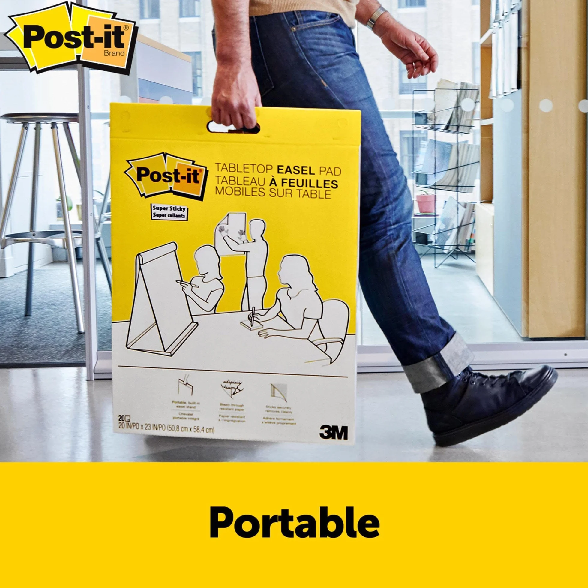 Post-It Notas para Reuniones Super Sticky, Bloc de Notas 584x508 mm, Blanco, 20 Hojas