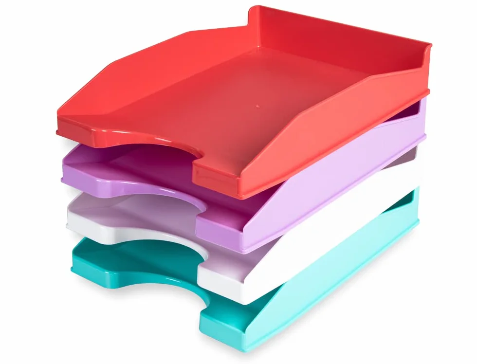 Ecogreen Office Paper Bandejas de Oficina Apilables 6 Piezas Organizador Escritorio Blanco Pastel