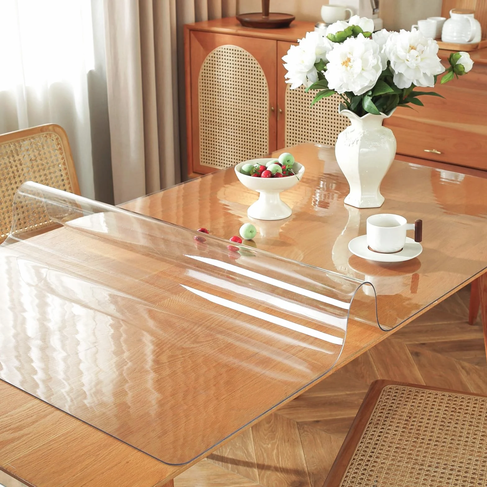 OstepDecor Protector Mesa Transparente 90 x 90 cm,1.5mm Protector Escritorio & Alfombrilla Escritorio, Mantel Transparente Mesa Rectangular, Anti-Deslizante, Impermeable, Resistente al Calor