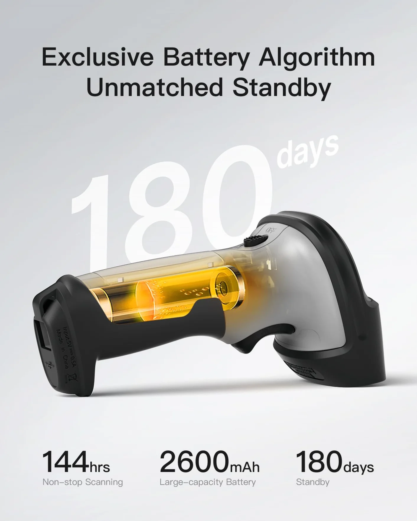 Inateck BCST-70 AI Escáner de Códigos de Barras Bluetooth 1D Inalámbrico Portátil con App y SDK, 180 días de Espera, Alcance 35 m