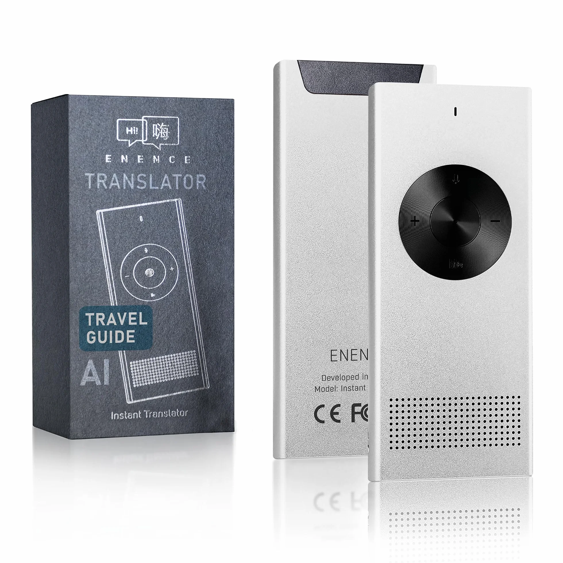 Enence Traductor Instantáneo Original, Muama Traductor Bidireccional de Inteligencia Artificial en Tiempo Real para 60+ Idiomas con Alta Precisión de Voz, Dispositivo Traductor Campeón de Pruebas
