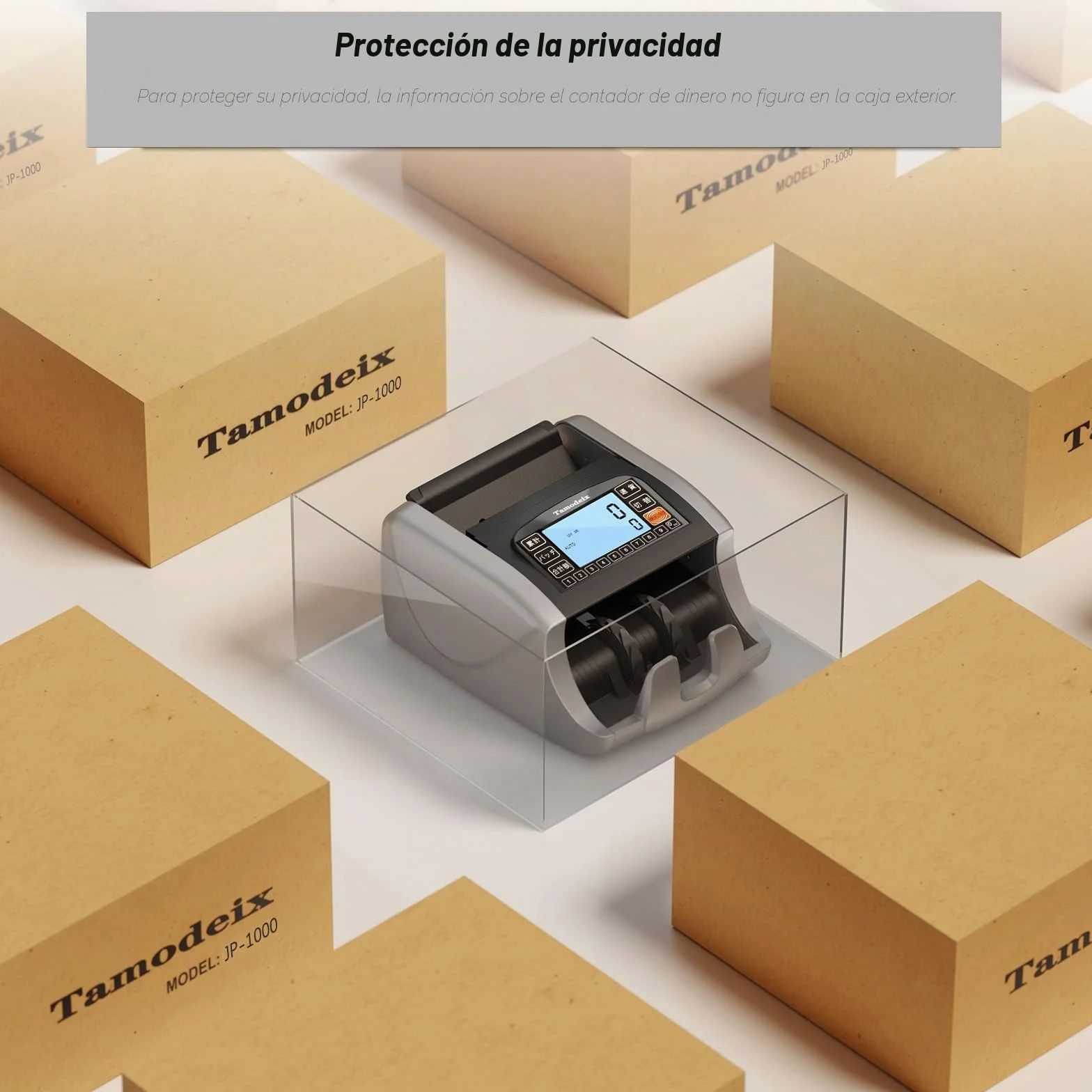NX270 Contador de Billetes Máquina Contadora de Efectivo en Euro y USD y GBP con LCD Grande y Pantalla Externa para Pequeñas Empresas, No cuenta montos mixtos