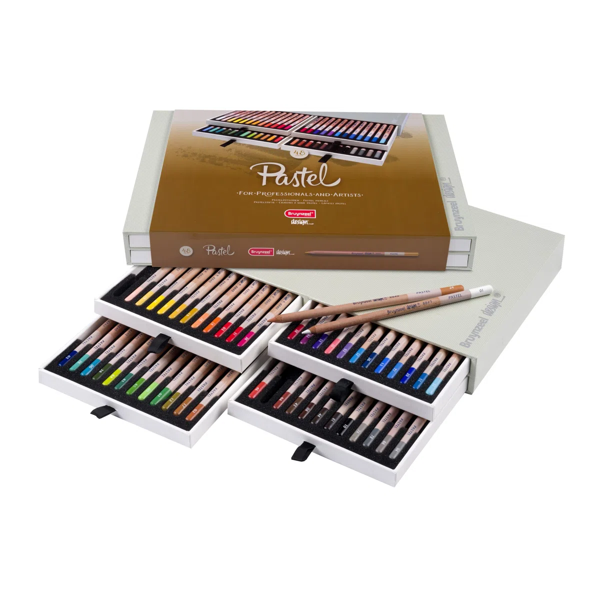 Bruynzeel Design Professional Pastel Pencil Set of 48 Colors in Box | Lápices de artista para dibujar, esbozar y colorear