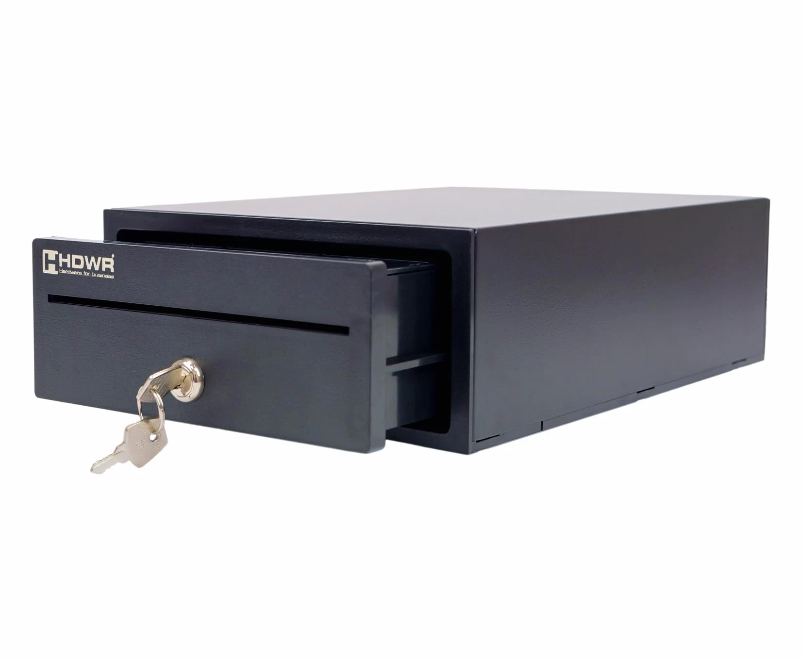 HDWR HD-KER20 Cajón portamonedas pequeño, acero, apertura con llave | Cajón con 3 compartimentos de billetes y 5 de monedas, monedero extraíble, ranura extra