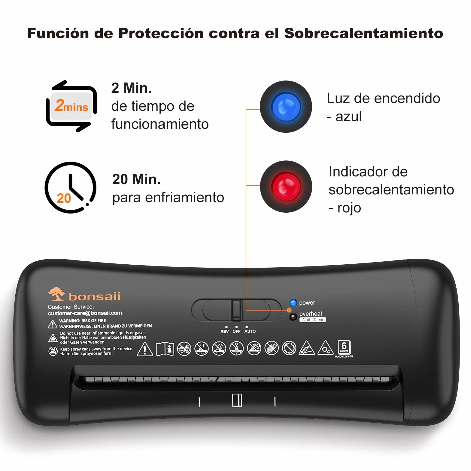 Bonsaii Trituradora de Papel, Corte en Tiras de 6 mm, hasta 6 Hojas, Compatible con Papeleras de 28-42 cm, Destruye Papel y Tarjetas de Crédito, Protección contra Sobrecalentamiento, Compacta S119-A