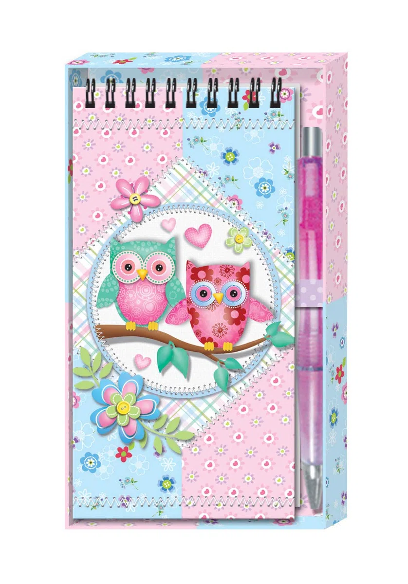 DISOK Lote de 23 Libretas + Bolígrafos Buhos En Caja Regalo - Sets de papeleria Infantiles de buhos para niñas. Estuches y artículos de papelería Baratos.