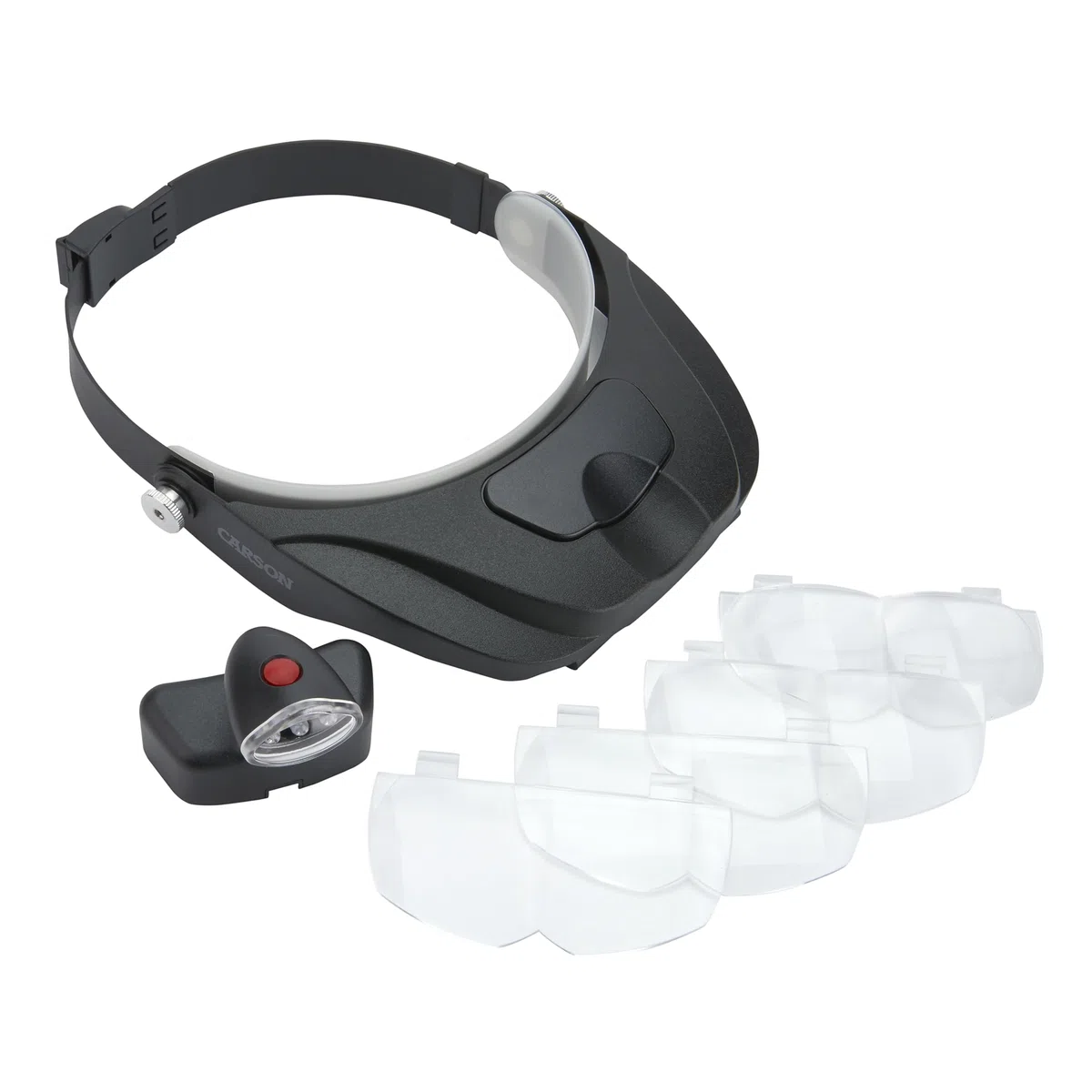 Carson MagniVisor Deluxe Lupa para la Cabeza con LED y 4 Lentes, 1.5x 2x 2.5x 3x