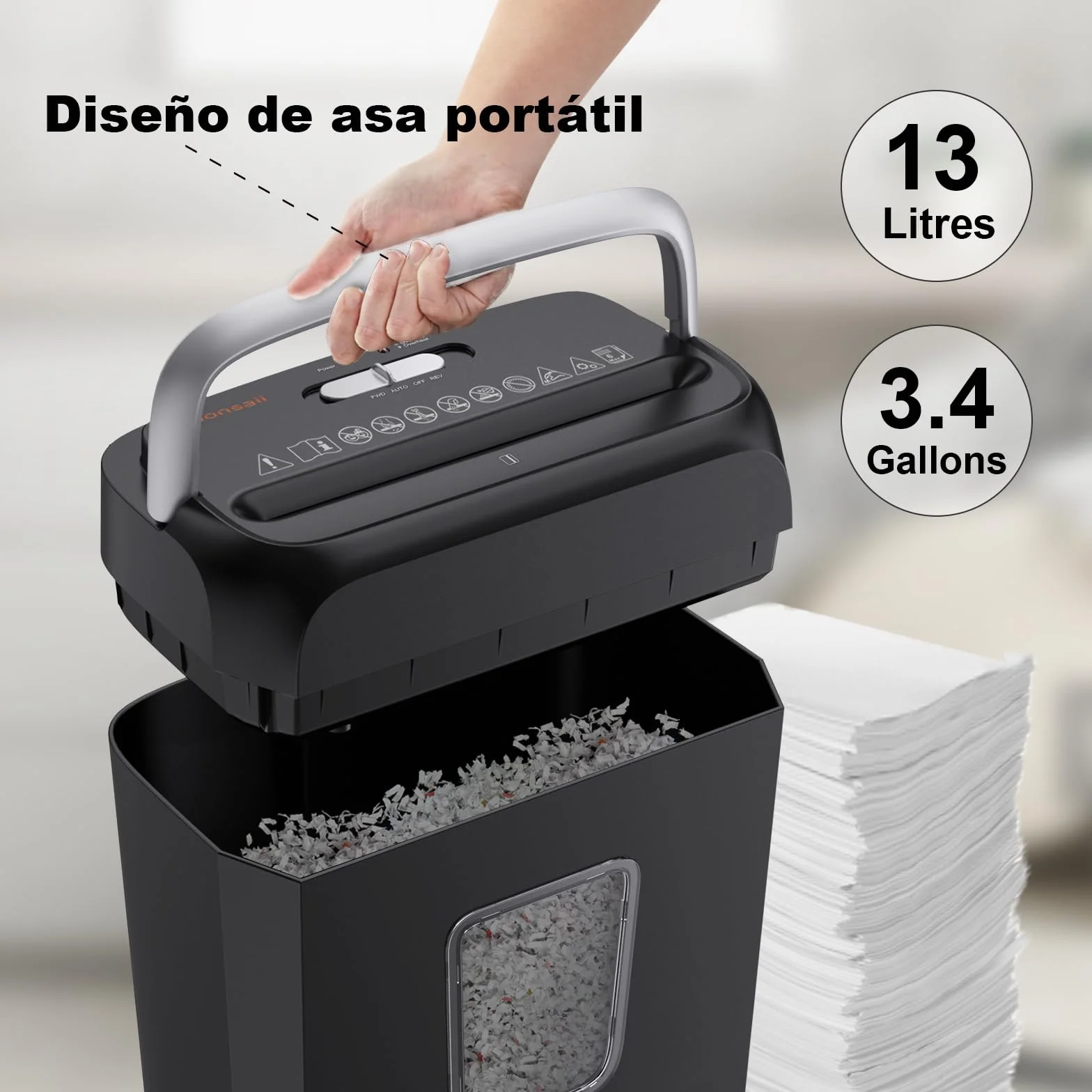 Bonsaii Destructora de Papel C237-B, 6 Hojas, Tarjetas y Clips, 13L
