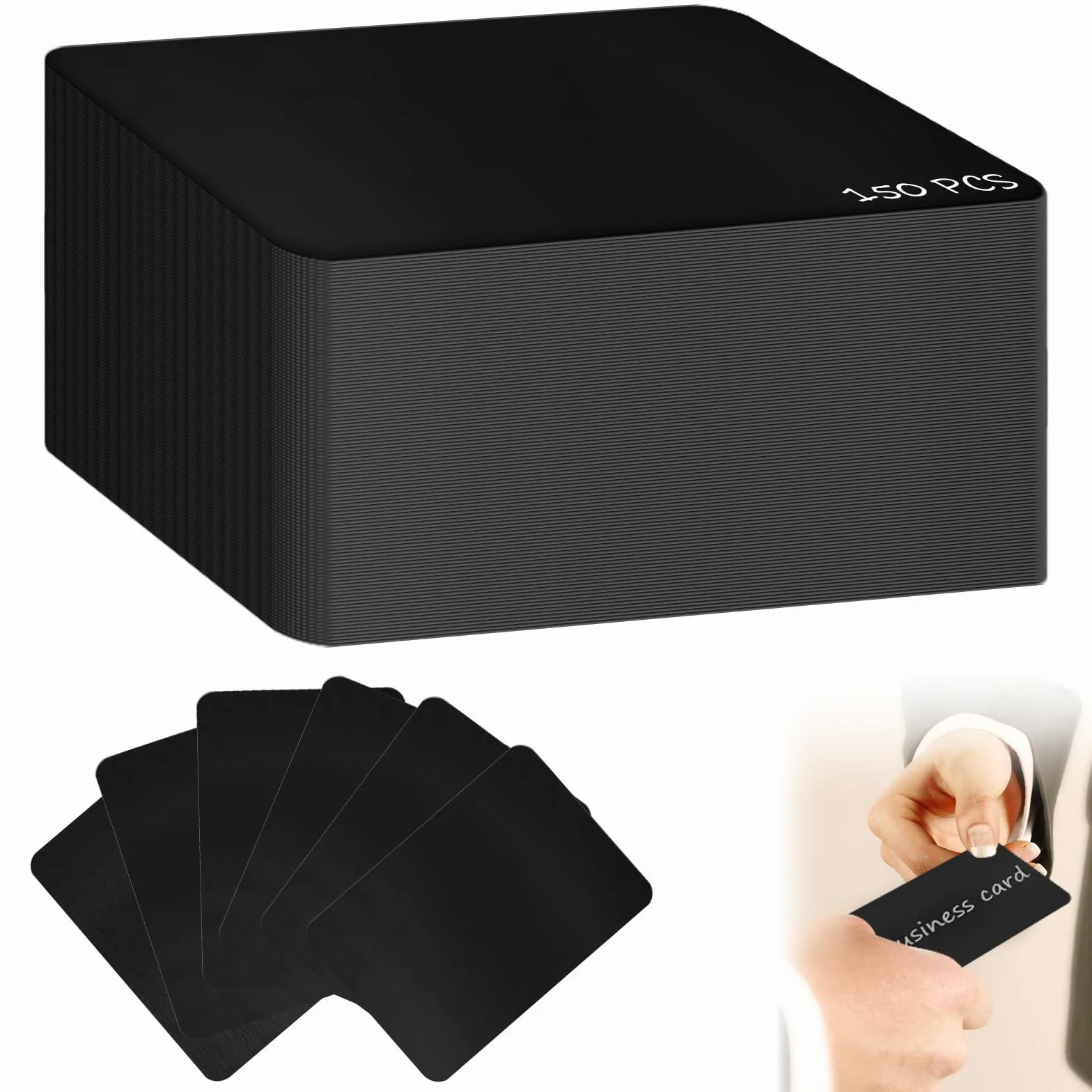 150 piezas de tarjetas de visita metálicas, 86x54x0,21mm en bruto, tarjetas de visita grabadas, tarjetas metálicas, tarjetas de visita de aluminio, aluminio resistente al agua, adecuadas para oficina
