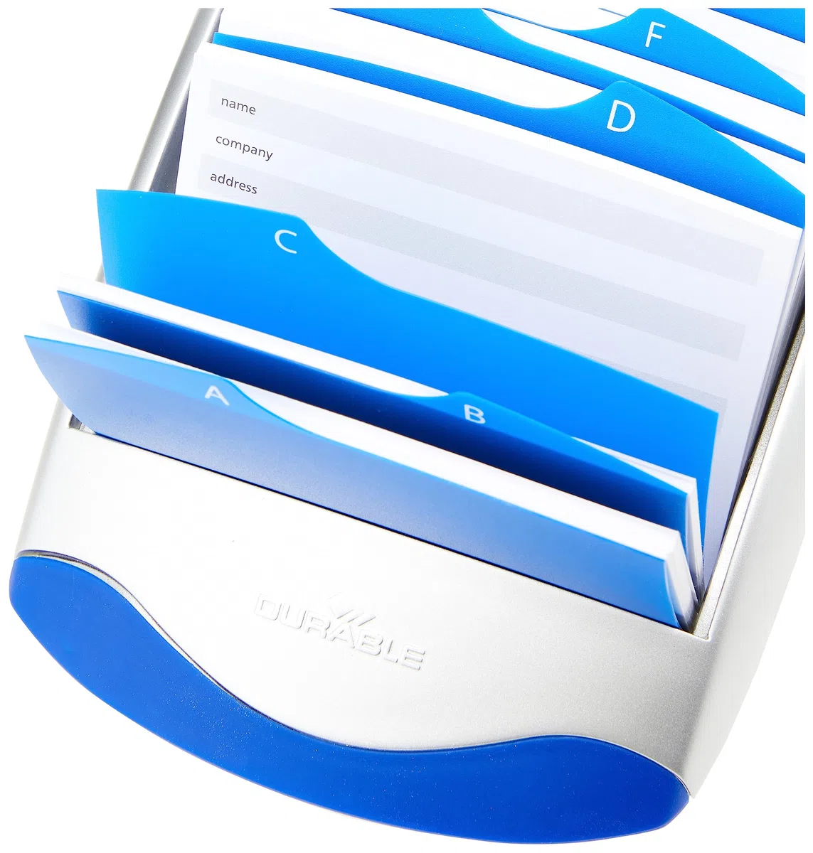 Durable 241223 Índice de la tarjeta de dirección de escritorio TelIndex (500 tarjetas de índice) 1 pieza, plata