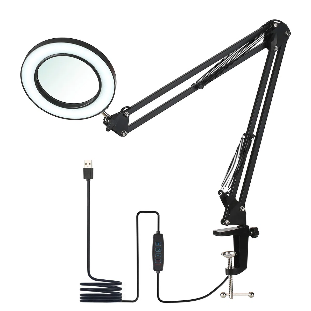 Tomshine Lámparas de lupa 8X,Lámpara de aumento LED con 10 Ajustes Bright Regulables, Lámpara de cuello de cisne flexible portátil para mesa de trabajo y uñas arte