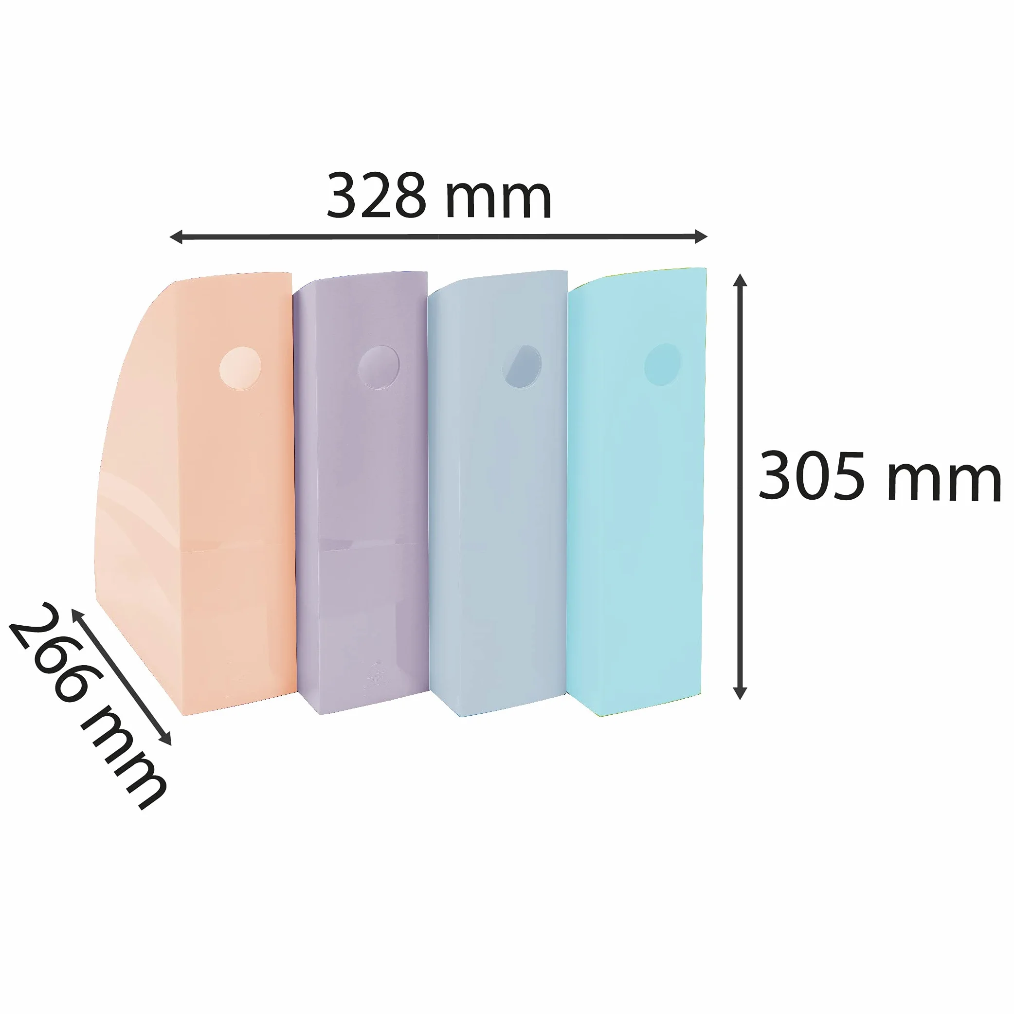 Exacompta 18296SETD - Juego de 4 revisteros neutros en formato A4 +, estable y de gran capacidad - 266x305x328 mm - MAG-CUBE - Pastel brillante