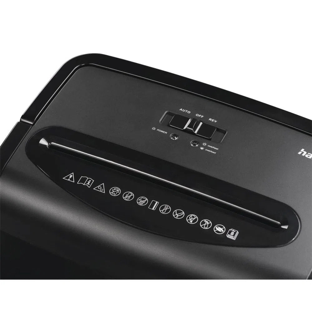 Hama |Trituradora de Papel Premium M8 Nivel Seguridad E-4,P-5,T-5,20L,Negro | Dimensiones 32,5 x 20,8 x 42 cm, MAX. Nivel de Ruido: 68 db, MAX. Velocidad de Corte: 2 m/min