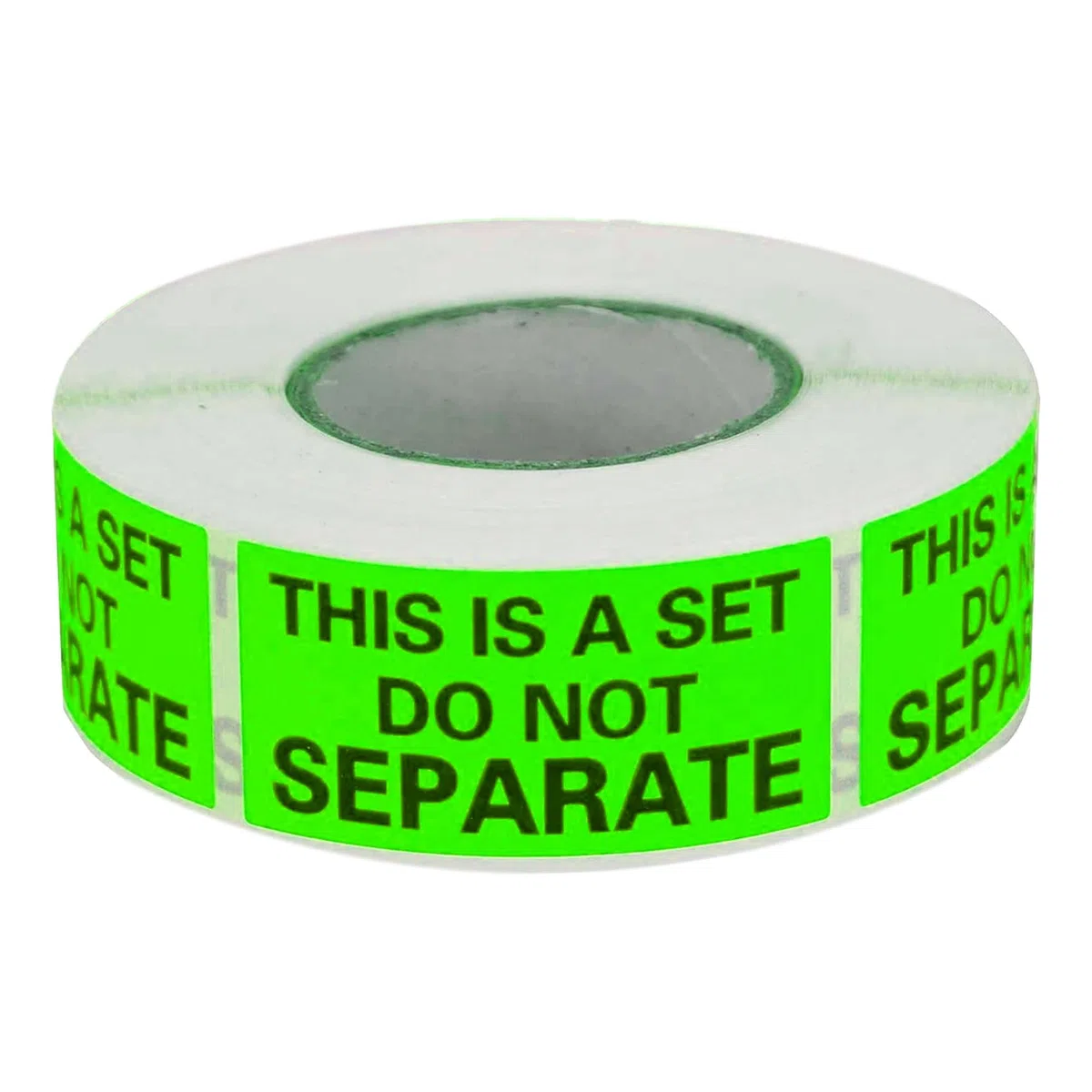 Este es un juego de etiquetas que no separan (1 pulgada x 2 pulgadas - 500/rollo), etiquetas de embalaje de Logística de Amazon, verde neón, 20 rollos - total 10.000 etiquetas