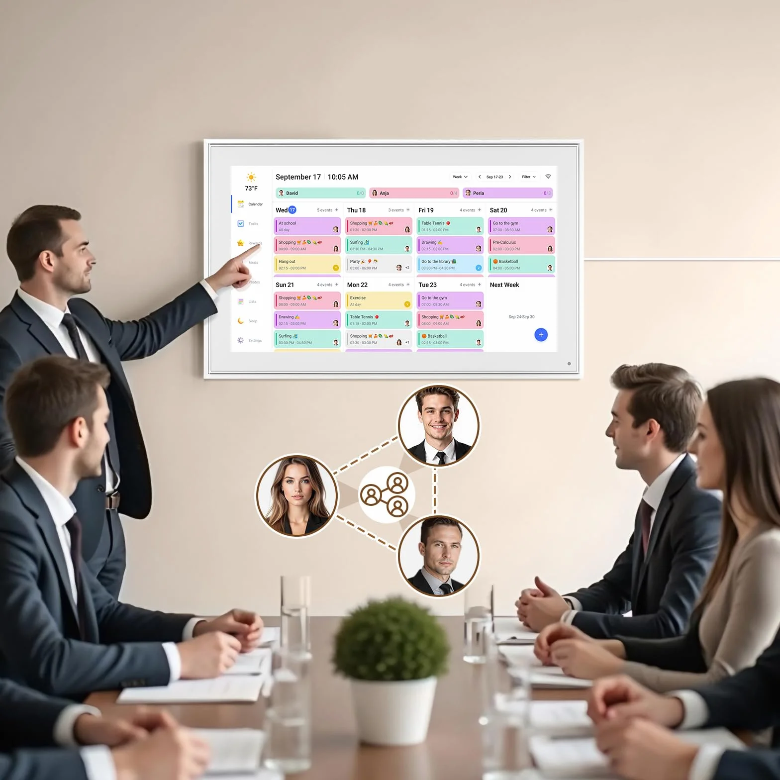 Calendario Digital inteligente, pantalla táctil inteligente HD de 21,5 Pulgadas, Organizador Familiar Inteligente con Pantalla Táctil, planificador WiFi, horario de comidas, tabla de tareas