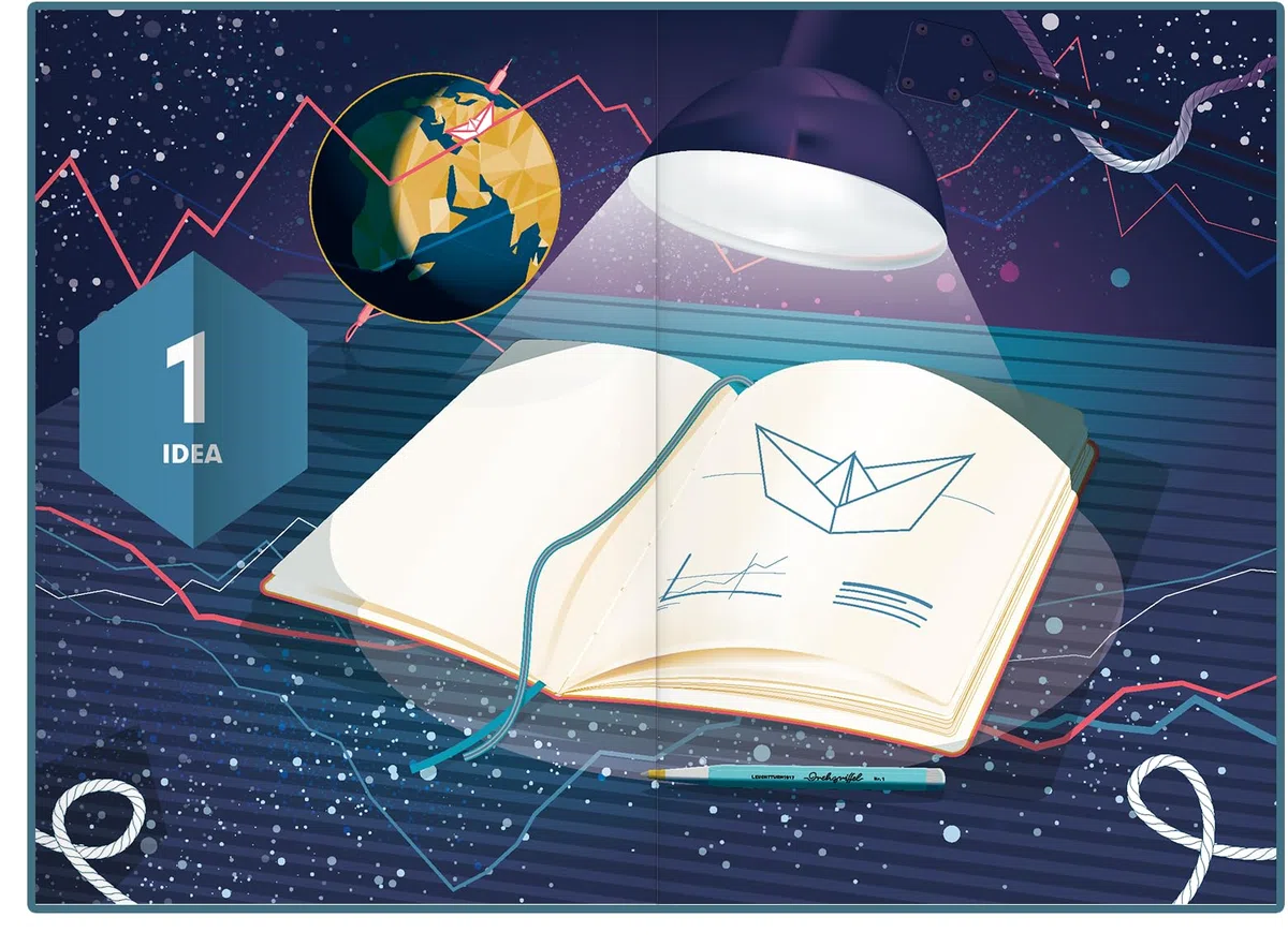 LEUCHTTURM1917 363843 Start- up Journal, Medium (A5), Tapas duras, 294 páginas numeradas, Rising Sun, Inglés