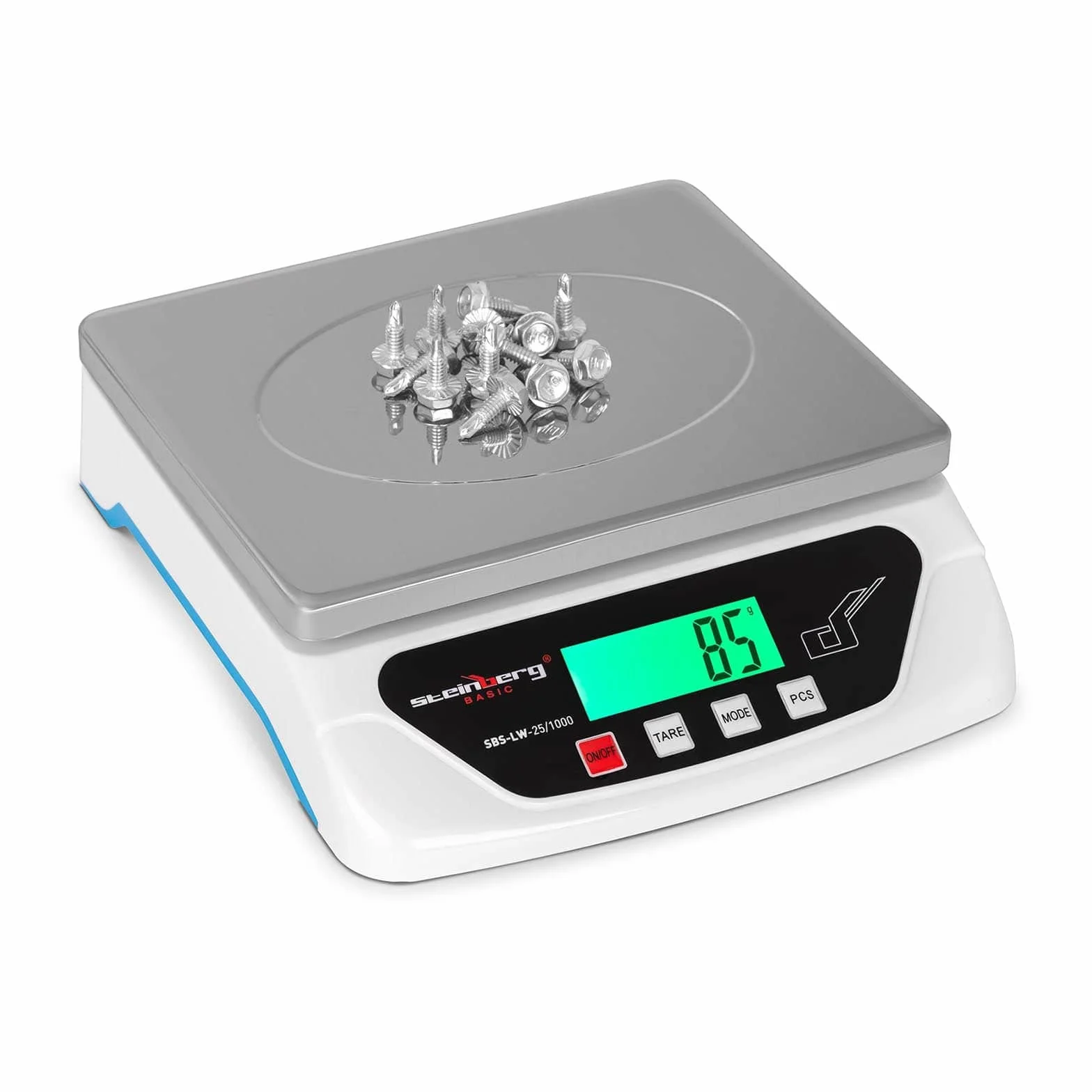 Steinberg Systems Báscula Para Paquetería Digital Balanza Pesacartas SBS-LW-25/1000 (6 g - 25 kg, Precisión de 1 g, Superficie de pesaje de 21,5 x 17,5 cm)