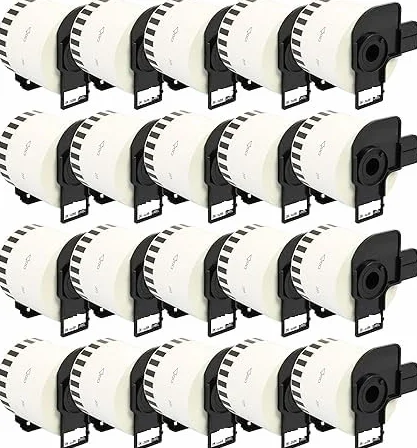 20x DK-22205 62mm x 30,48m Cintas de Etiquetas continuas compatibles para Brother P-Touch QL-1050 QL-1060N QL-1110NWB QL-1100 QL-500 QL-500BW QL-570 QL-580 QL-700 QL-710W QL-800 QL-810W QL-820NWB