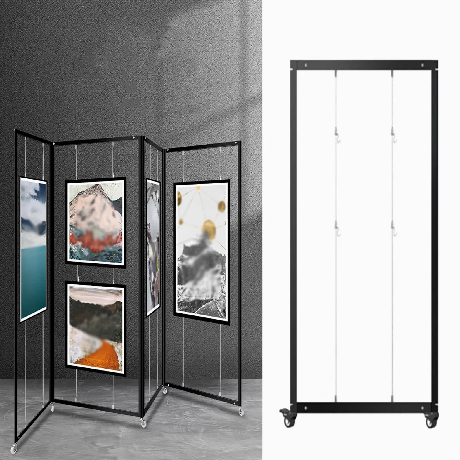 Soporte de exhibición independiente para exposiciones de arte, presentación de fotos, soporte plegable para carteles de caligrafía, divisor de publicidad (100 x 250 cm), 1 unidad