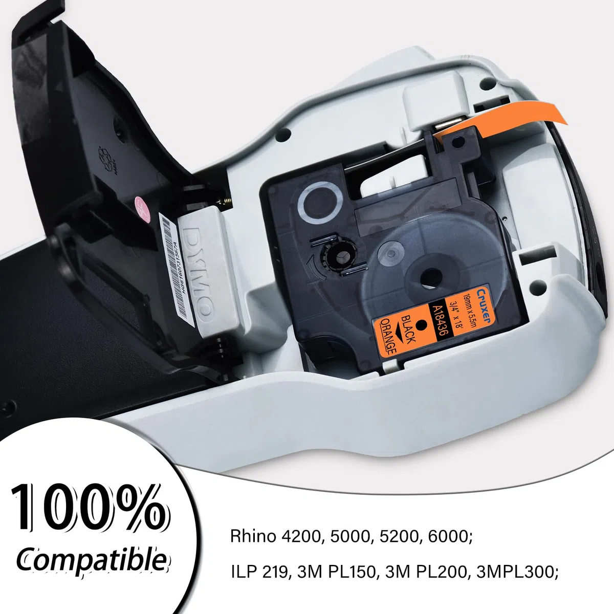 Cruxer Paquete de 30 cintas de etiquetas de vinilo compatibles con Dymo IND 18436 S0718500 A18436, negro sobre naranja, 19 mm x 5,5 m, repuesto para Dymo Rhino 4200 5000 5200 6000 ILP 219 3M PL150 3M