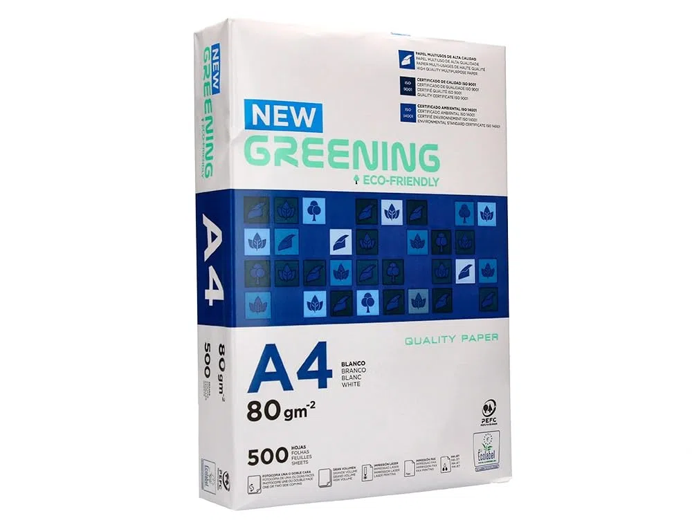 Papel Fotocopiadora Greening Din A4 80 Gramos 10 Paquetes de 500 Hojas