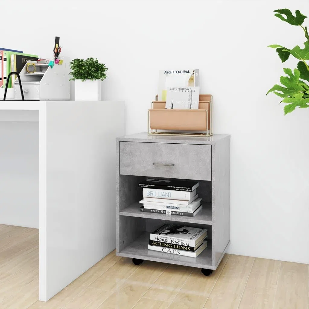 Contenedor con ruedas, 46 x 36 x 59 cm, material de madera con 4 ruedas, diseño moderno, espacio de almacenamiento para pasillo, dormitorio, oficina, fácil de limpiar