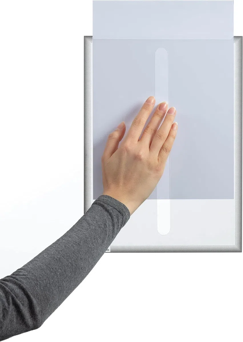 Durable 501457 Funda A4 de adhesión estática (sin adhesivo), resistente a rayos UV para superficies de vidrio como vitrinas y escaparates, 5 unidades