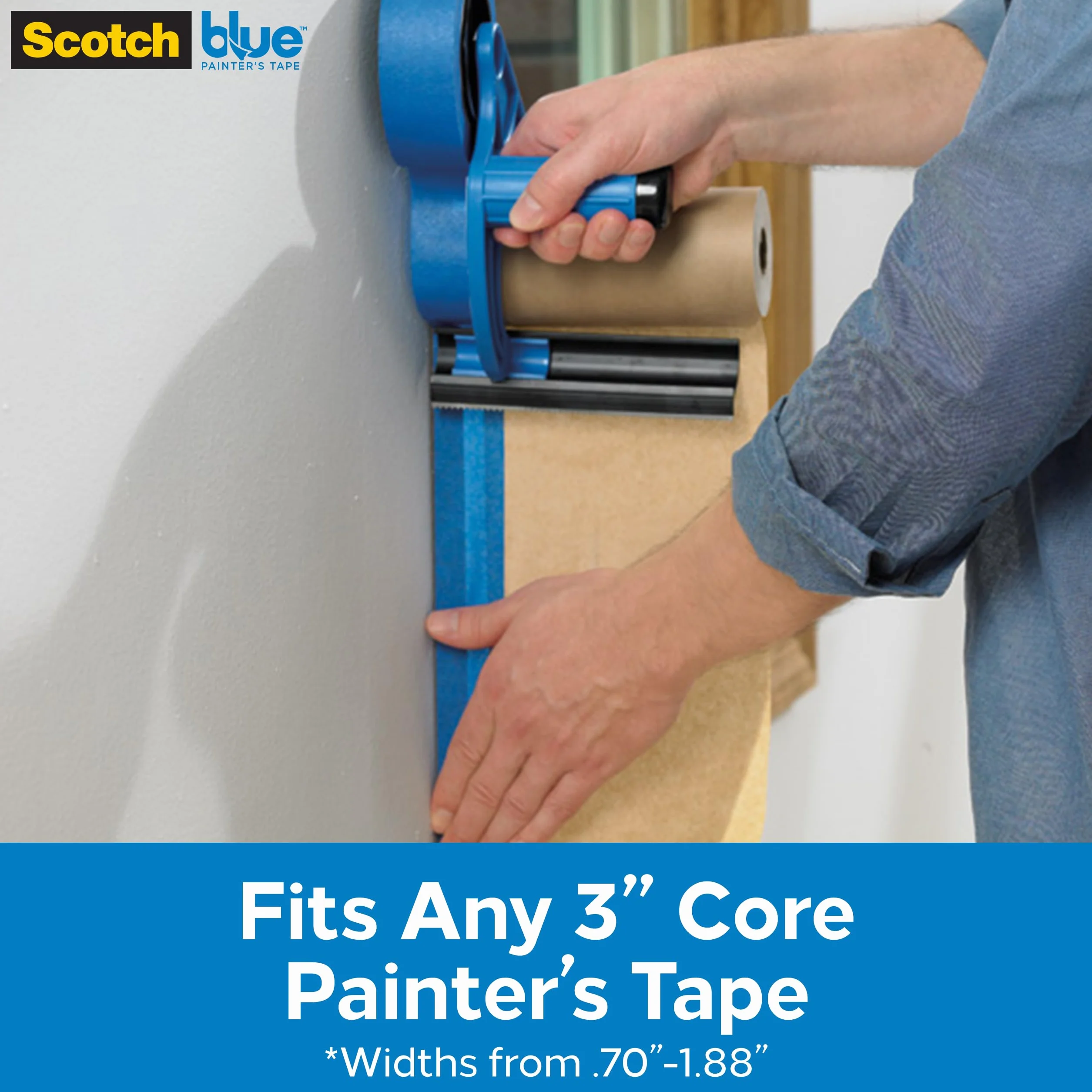 ScotchBlue M1000 Dispensador de Cinta y Papel de Enmascarar - Para usar en ventanas, puertas, bañeras y otras superficies - Protege las superficies de salpicaduras de pintura