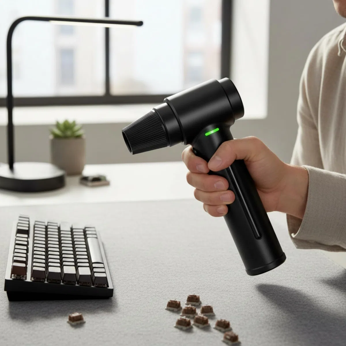 Gralara Soplador de Polvo Portátil Limpiador de Aire Eléctrico Manual Duster Recargable USB Inalámbrico Soplador con Accesorios Desmontables Mango y Carcasa