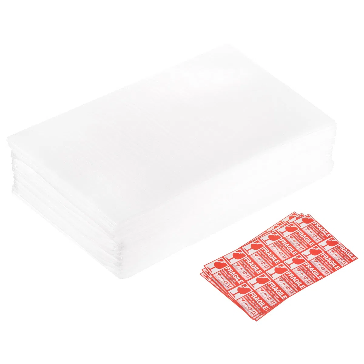 QUARKZMAN Bolsas De Embalaje De Espuma, 50pcs 16x20" Bolsas De Burbujas De Envoltura Suministros De Embalaje De Espuma Blanco Con 36 Etiquetas Frágiles Para Platos Muebles Vasos