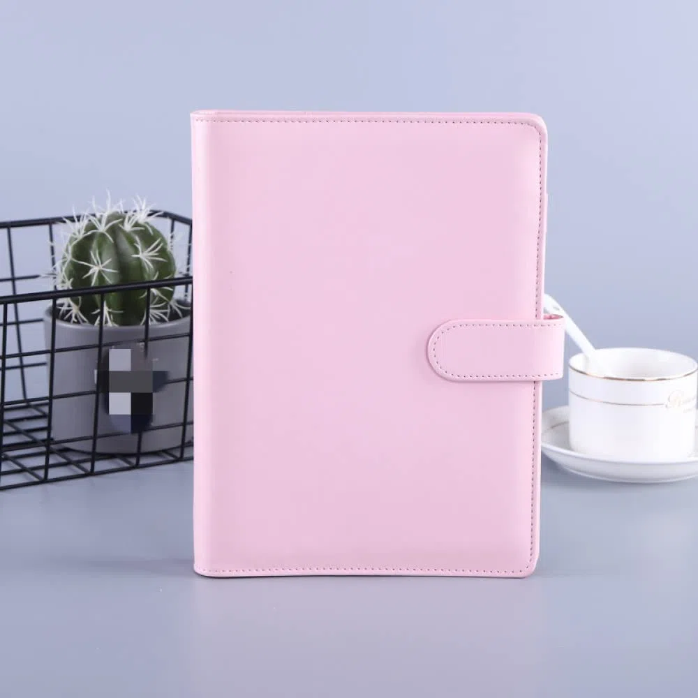 A6/A5 PU Cuero DIY Binder Notebook Cover Diario Agenda Planner Paper Cover Papelería escolar,Pink,A5