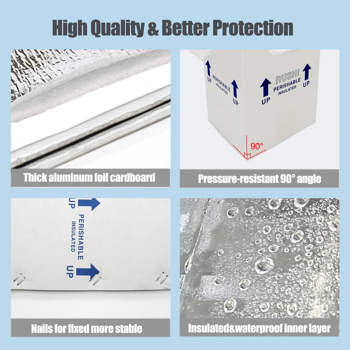 Cajas aisladas de 19 x 12 x 16 pulgadas para envío de alimentos congelados, paquete de 4 cajas de cartón de doble aislamiento con forro de aluminio aislado, embalaje perecedero reutilizable