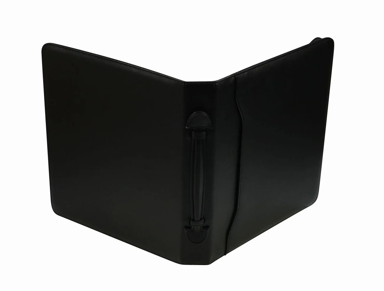 Alassio 30025 - Agenda de piel ecólogico (4 anillos, soporte para bolígrafos y tarjetas), color negro
