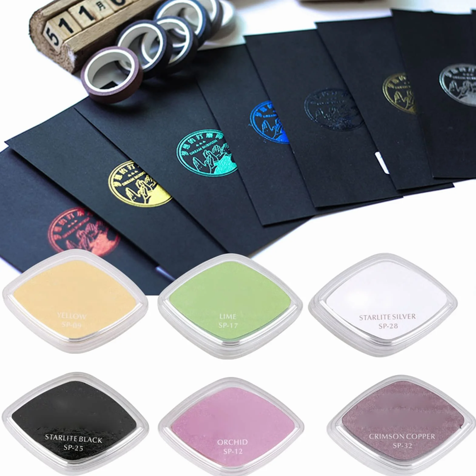ANKROYU Almohadilla de tinta de 6 colores, almohadillas para sellos de tinta, almohadilla para sellos manual de bricolaje, sello de tinta para manualidades