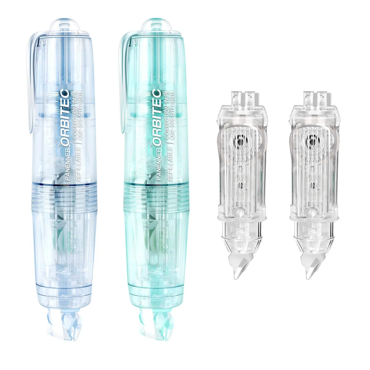 Cinta correctora White Out, recargable, retráctil, de secado rápido, estética japonesa, con mini aplicador en forma de bolígrafo pequeño fácil de usar (blanco recargable)