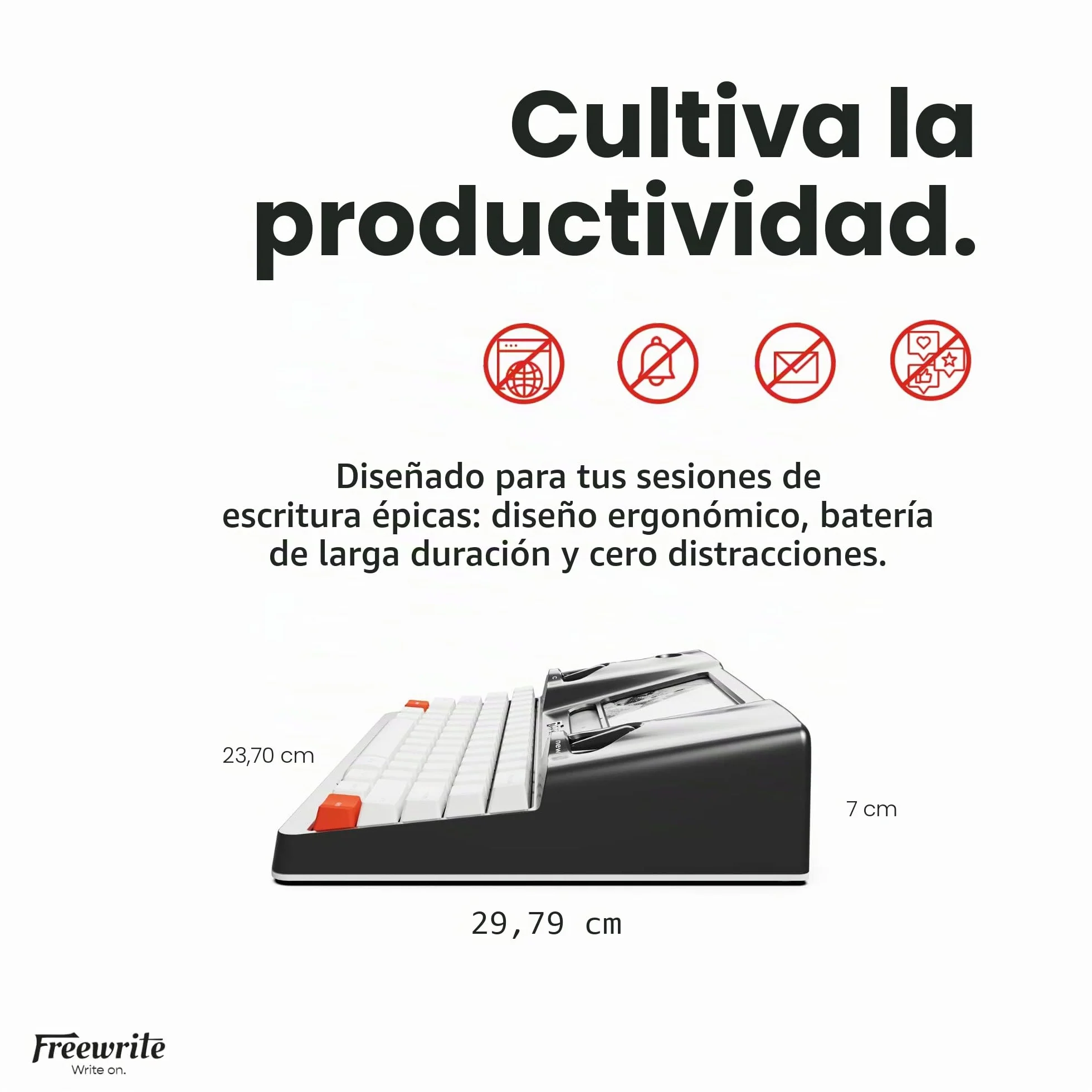 Astrohaus Freewrite - Máquina de Escribir Inteligente de 3ª generación, Herramienta de Escritura sin distracciones con Pantalla de Tinta electrónica iluminada, Teclado mecánico y sincronización Wi-Fi