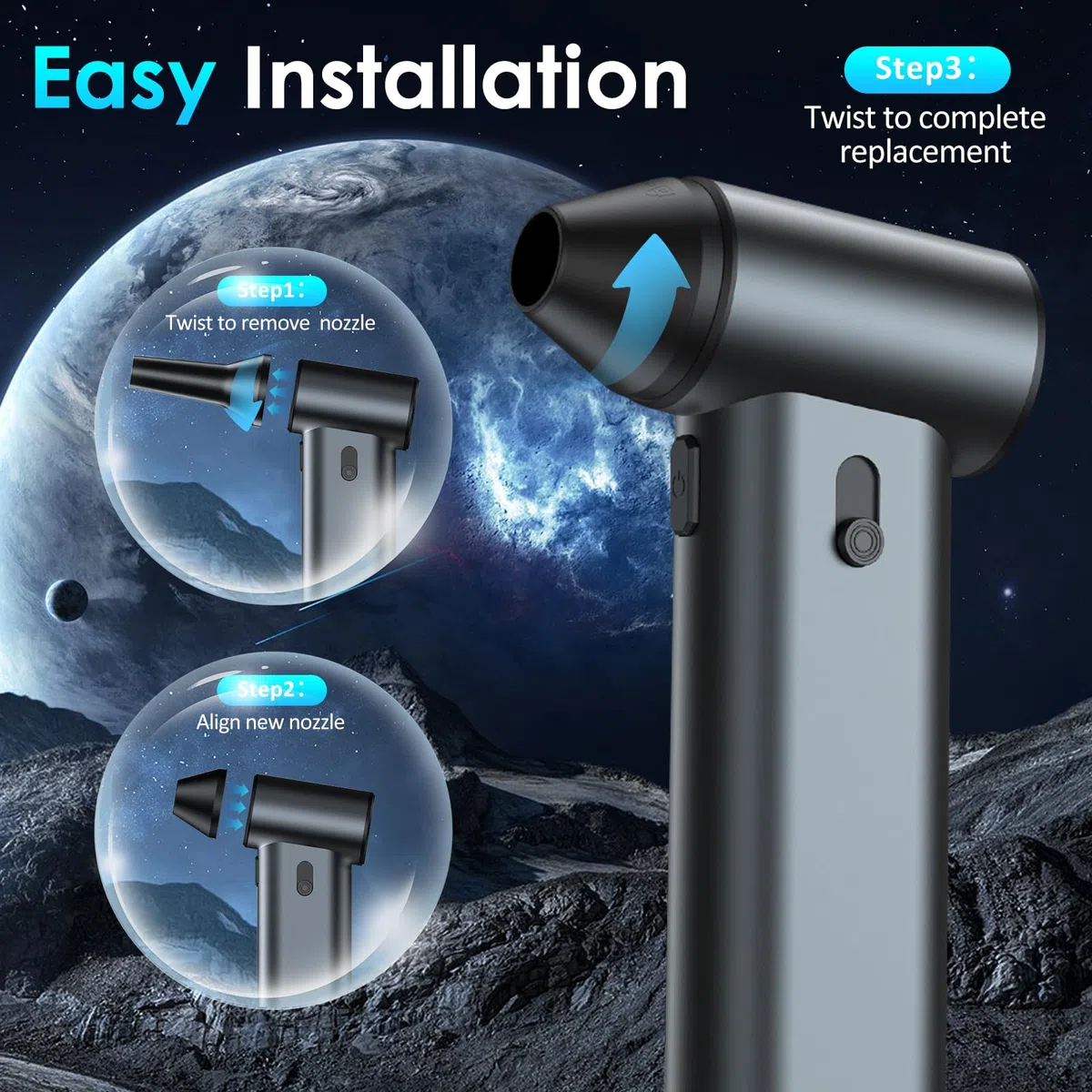 Journeyside Aire Comprimido Soplador,110.000 RPM Soplador de Polvo Eléctrico con Indicador Carga, Recargable Plumero Electrico, Protección Contra Sobretemperatura, Adecuado Portátiles, Coche,Teclados
