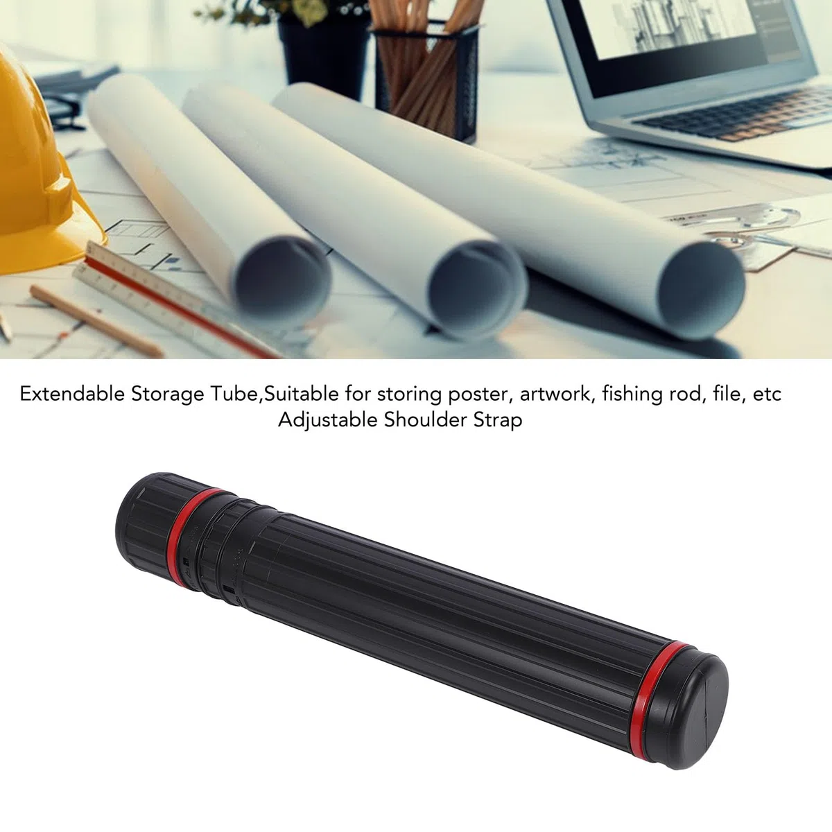 KIMISS Tubo de Póster Expandible - Tubo de Dibujo Telescópico para Arte, Planos, Mapas - Soporte de Transporte de PVC Duradero