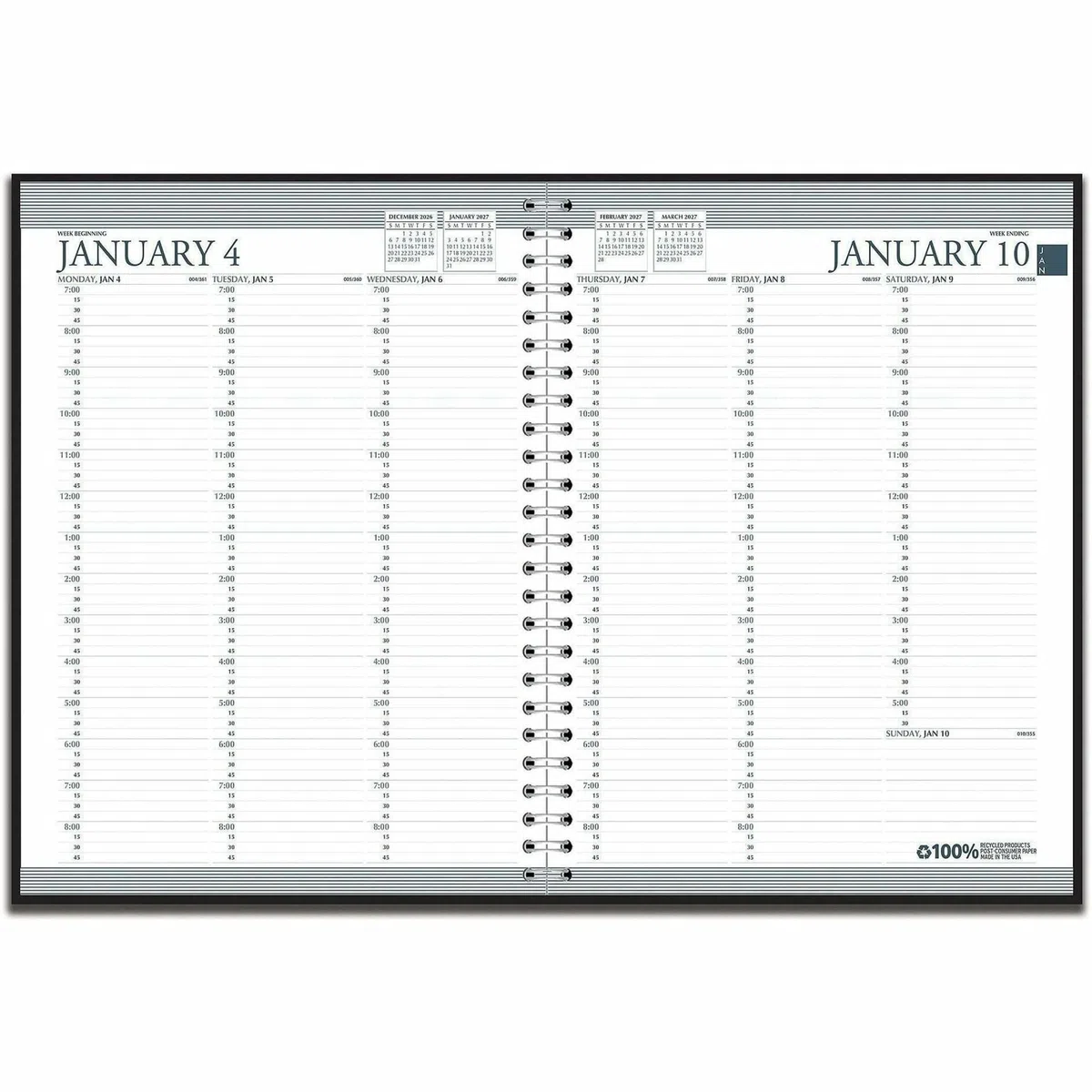 House of Doolittle Planificador semanal profesional de dos años 2023-2024, negro, 8.5 x 11 pulgadas, enero a diciembre (HOD272002-23)