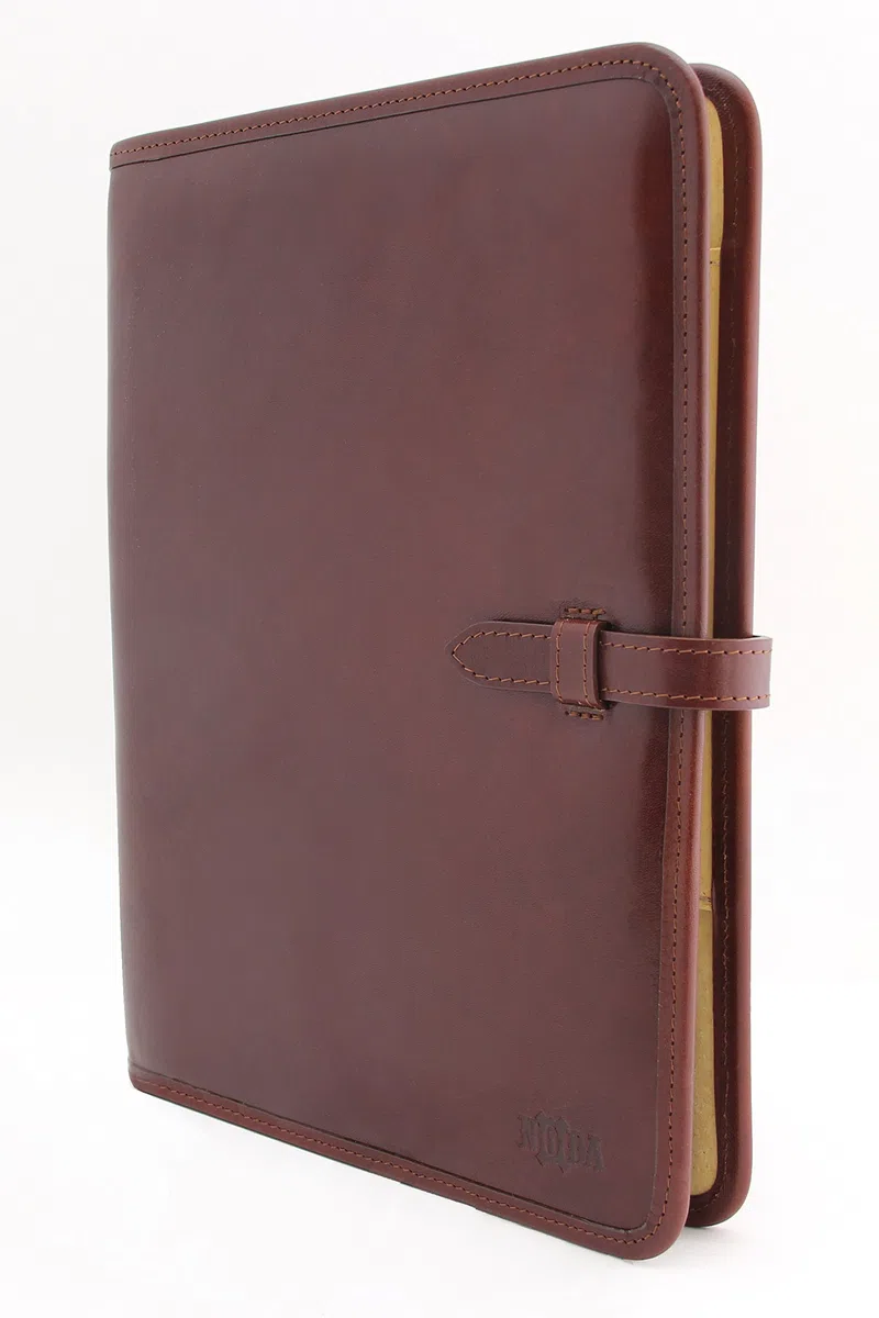 Carpeta de presentación profesional de piel italiana tamaño A4 para conferencias de negocios, carpeta de notas, cartera, funda de escritura marrón