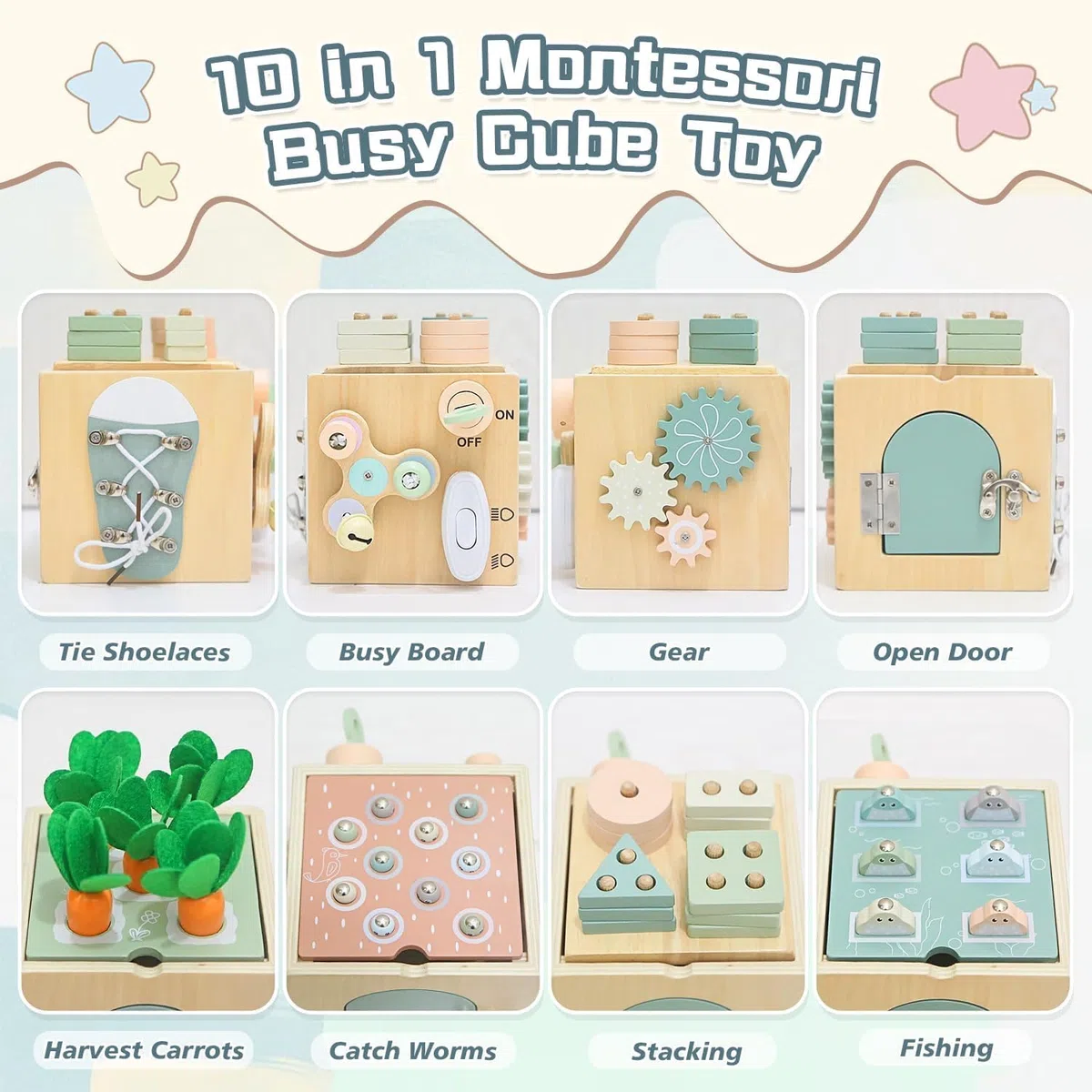 AECHO Juguetes Montessori 1 2 3 años, Juguetes Madera 1 años, Juegos Educativos Niños 1-4 años, Juego Montessori Regalos de cumpleaños para Niños y Niñas