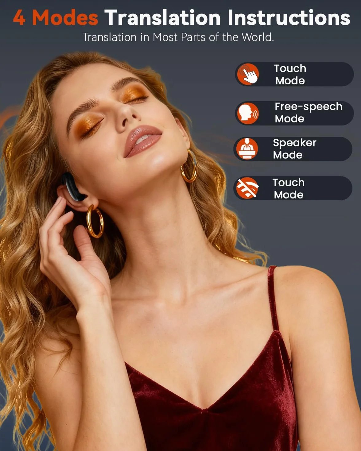 ANSTEN Auriculares Traductor en Tiempo Real con IA - Traductor Instantaneo de Voz Multilingüe 144 Idiomas, 7 Modos Traducción, 4-en-1 Cascos Bluetooth inalámbricos para Viajes/Reuniones/Estudios