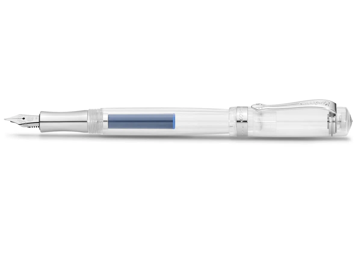 Kaweco Pluma estilográfica Student I Premium para cartuchos de tinta con plumín de acero I Nostalgischer Luxus pluma transparente I Ancho de pluma: M (medio)