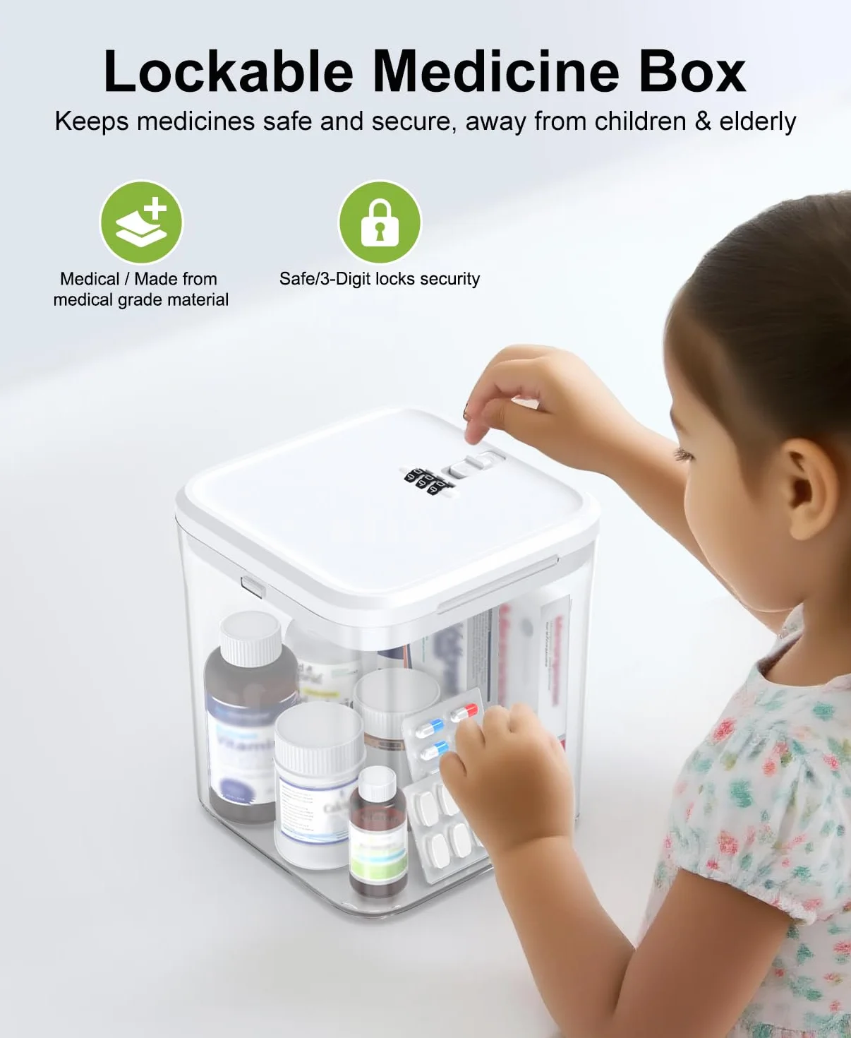 iDiskk Caja de seguridad con contraseña, caja de almacenamiento con cerradura para medicinas, teléfono y snacks