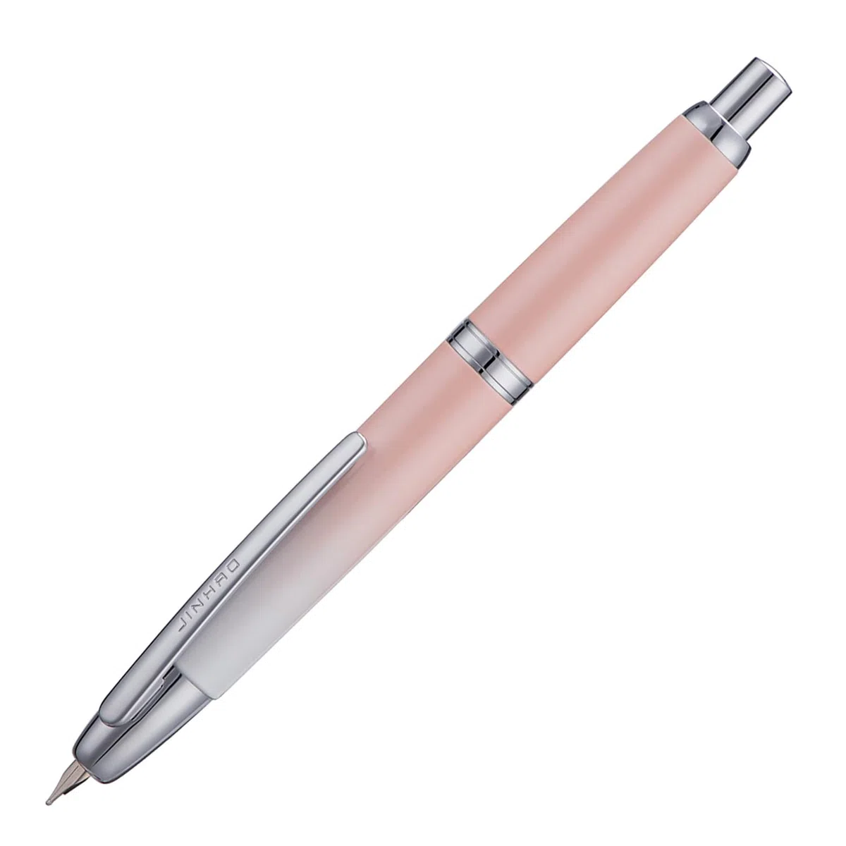 Jinhao 10 - Pluma estilográfica presurizada con caja, punta retráctil mediana en degradado rosa melocotón con conjunto de convertidor de tinta (clip plateado)