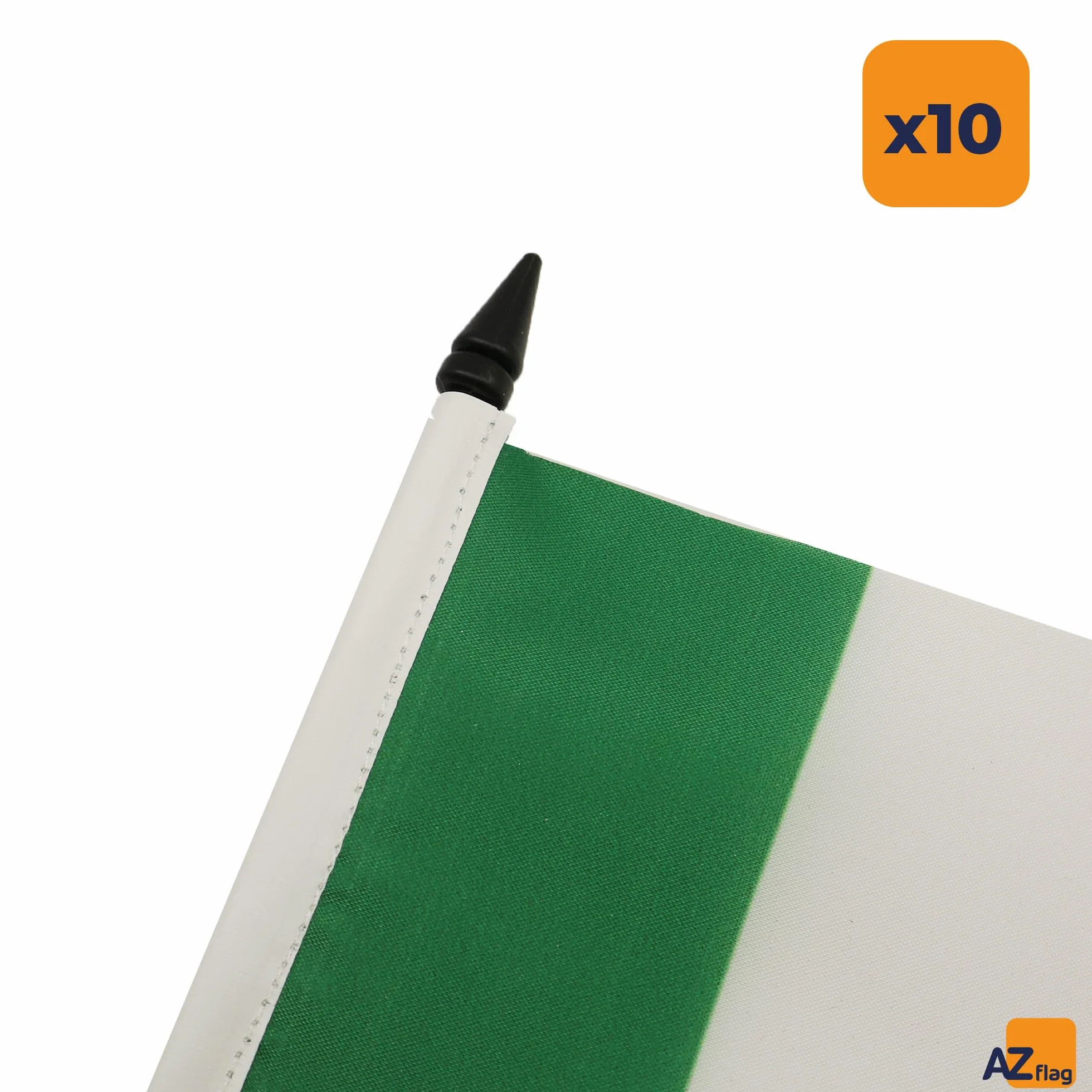 AZ FLAG - 10 banderas italianas de oficina, 100% poliéster con mástil de 25 cm y base de plástico negro