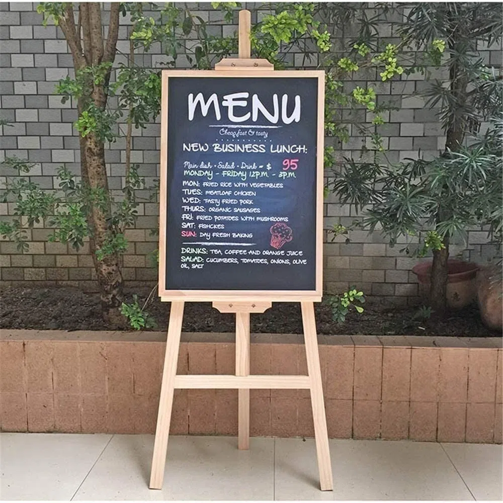 Pizarra, Pizarra de Madera con Marco en A, Tablero de Mensajes para Restaurante, Adecuado para Restaurantes, Eventos de Bodas (70x50cm)